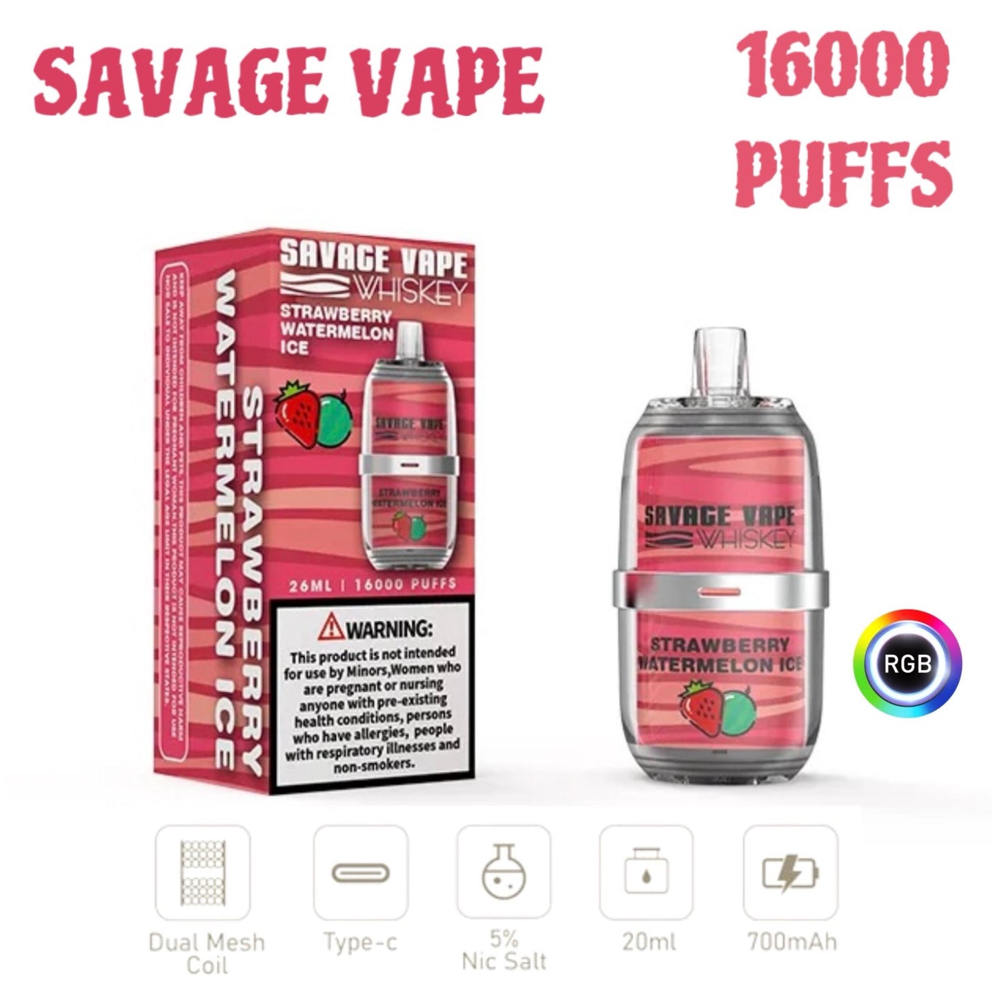 Savage Vape Whiskey 16000 COUPS