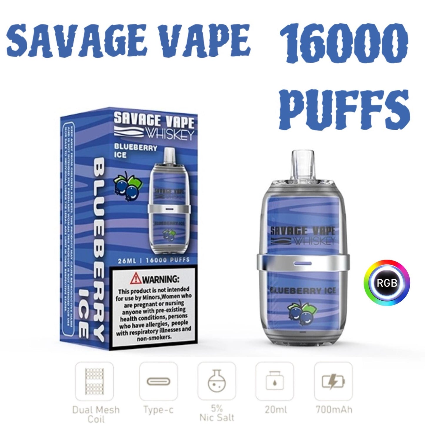 Savage Vape Whiskey 16000 COUPS