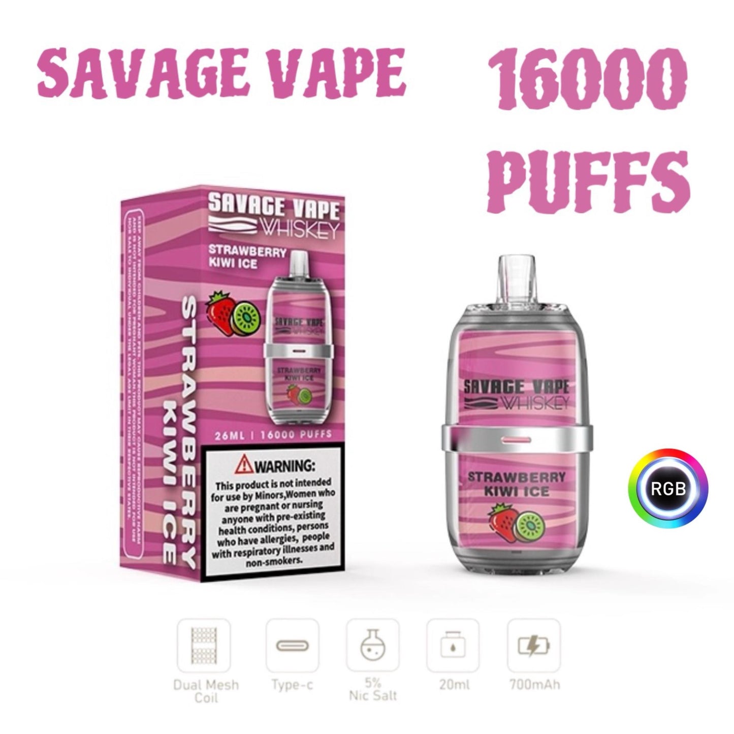 Savage Vape Whiskey 16000 COUPS