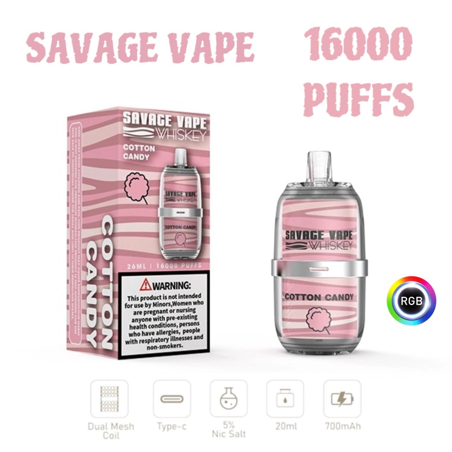 Savage Vape Whiskey 16000 COUPS