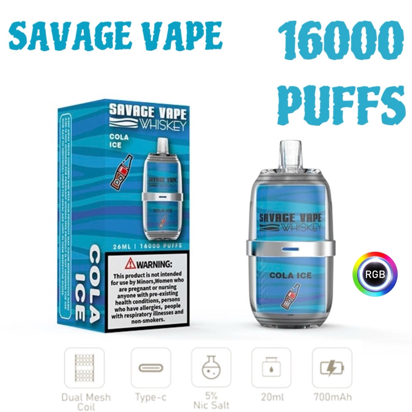 Savage Vape Whiskey 16000 COUPS